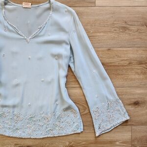 Light blue Beaded Bloualse